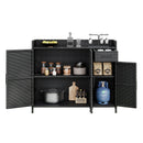 K&K 47.5"W Wicker Outdoor Storage Cabinet with Tempered Glass Top by HouseOfZazla