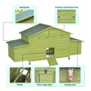 70" Large Wooden Chicken Coop with 2 Nesting Boxes and Waterproof Roof by HouseOfZazla