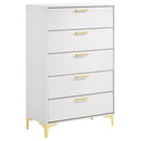 Karena - Rectangular 5 Drawer Chest - White by HouseOfZazla