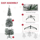 HOMCOM 6' Tall Unlit Snow-Flocked Slim Artificial Christmas Tree