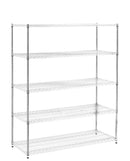 5 tiers of chrome-plated, heavy-duty, adjustable shelving and racking with a 200 lb. weight capacity per wire shelf for warehouses, supermarkets, kitchens, etc. 59.45 "L x 24.02 "W x 71.65 "H
