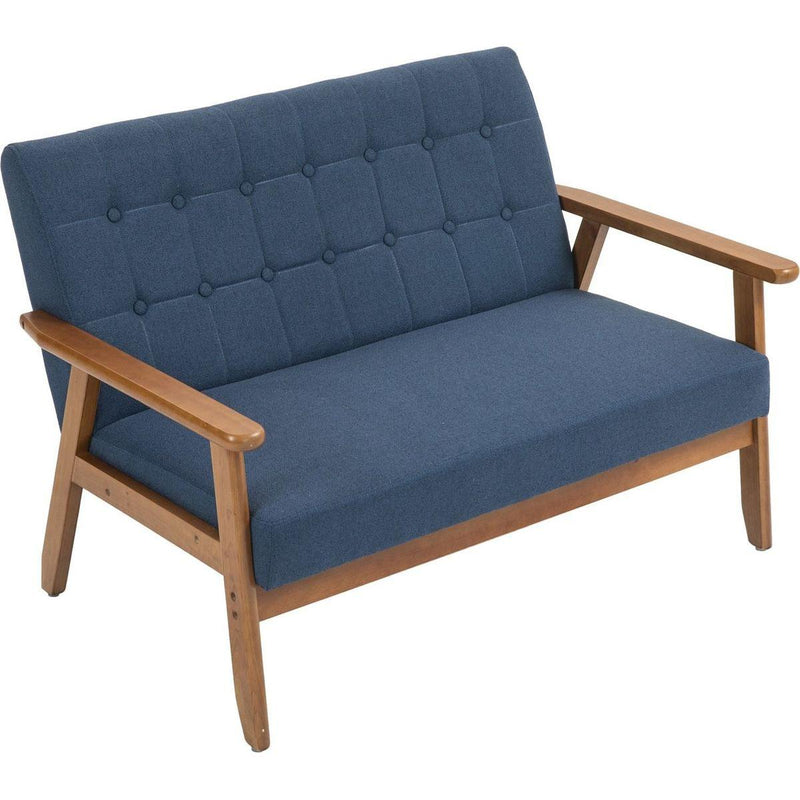 Mid-Century Modern Solid Loveseat Sofa Upholstered Linen Loveseat, 2-Seat Upholstered Loveseat Sofa Modern Couch