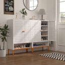 Grid Double Door Shoe Cabinet With Adjustable Compartments and Moisture-Proof Design by HouseOfZazla