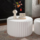 White Scalloped Round Coffee Table Set: Nesting Design, Elegant Curved-Edge Shape by HouseOfZazla