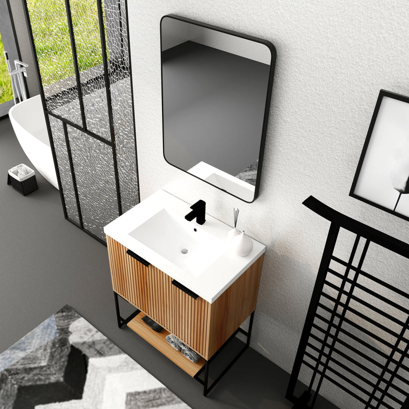 30 Inch Freestanding Bathroom Vanity With Resin Basin, 30x18