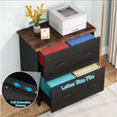2 Drawer Lateral File Cabinet, A4 / Letter Size, Heavy Duty Storage For Home Office - Brown / Black by HouseOfZazla
