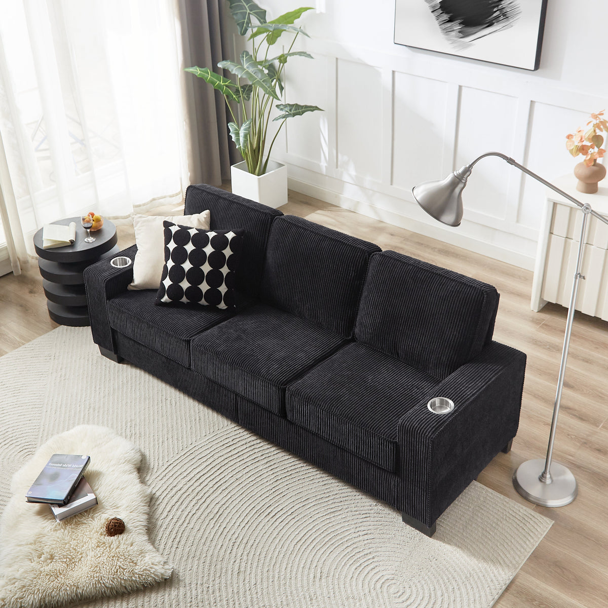 Modern Corduroy 3-Seater Sofa, photo 7 of 11