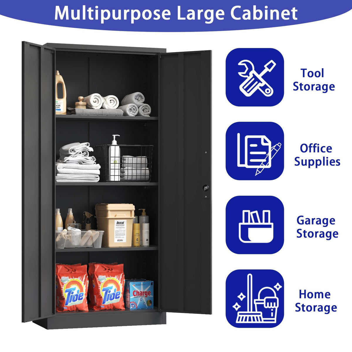 Heavy Metal Garage Storage Cabinet With Locking Doors, Steel, Adjustable Shelves, photo 30 of 34