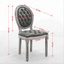 French Style Solid Wood Frame Antique Painting, Hand-Pulled Buckle Decoration Artificial Dining Chair With Nailhead Trim, Wood Legs