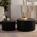 Black Scalloped Round Coffee Table Set