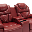 Home Theater Seating Manual Recliner Loveseat With Hide-Away Storage, Cup Holders And Led Light Strip For Living Room by HouseOfZazla