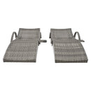 K&K 80" Outdoor Wicker Chaise Lounge Chairs Set of 2