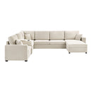 Modular 5 Seat U-Shape Sectional Sofa With Chaise Lounge, Built In Cup Holders And Storage Drawer