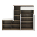 2-in-1 Shoe Storage Bench & Shoe Cabinets , Multi-functional Shoe Rack with Padded Seat, Versatile Shoe Storage Solution with Adjustable Shelves for Hallway, White