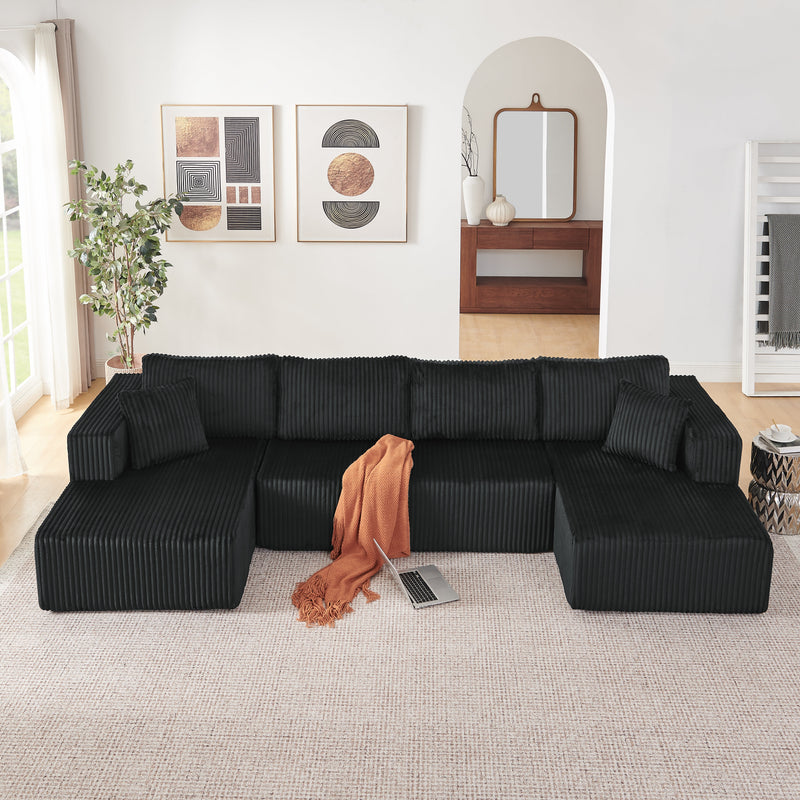132" U Shaped Modular Sectional Sofa