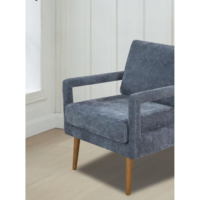 Mid-Century Armchair, Accent Chair with Chenille Armrest & Soft Cushion for Living Room, Bedroom, Home Office, Study, Dark Grayish Blue