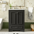 Bathroom Vanity With Ceramic Sink Combo, Modern Freestanding Storage Cabinet With Silver Handles by HouseOfZazla