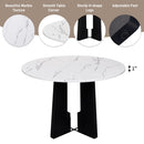 5 Piece Round Dining Table Set, Dining Table And 4 Upholstered Chairs For Dining Room, Kitchen Room, Living Room - White / Gray by HouseOfZazla
