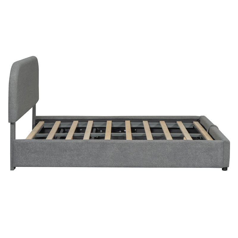 Walker Edison - Teddy Fleece Full  Size Upholstered Platform Bed with Hydraulic Storage System, Gray