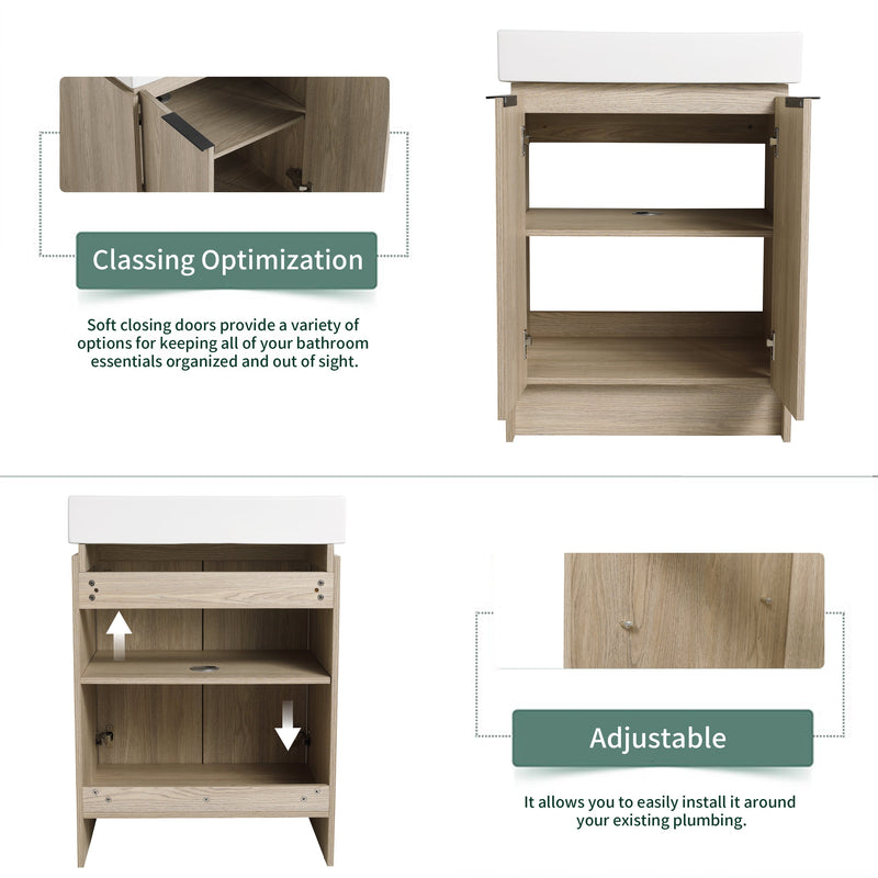 24 Inch Bathroom Vanity With Ceramic Basin (KD-Packing)