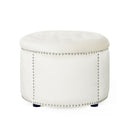 Elegant Round Ottoman Footstool With Studded Rim by HouseOfZazla