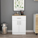 Pantry Organizer Cabinet One Drawer, Two Interior Shelves, Two Doors - White / Light Oak by HouseOfZazla
