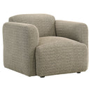 Dorset Fabric Upholstered Round Track Arm Accent Chair Brown