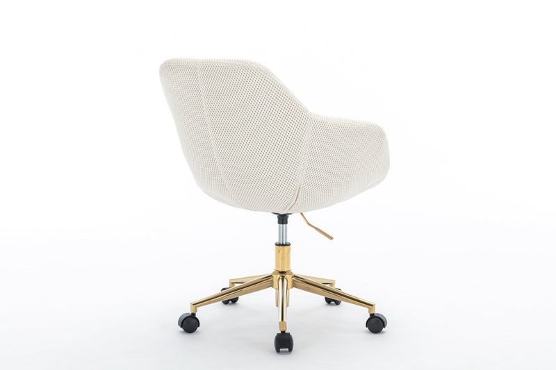 Walker Edison | Mesh Fabric Home Office 360°Swivel Chair with Gold Metal Base