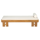 Teak Finish Acacia Wood Daybed with Cream Cushion