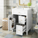 Elegant Bathroom Vanity With Ceramic Sink, Soft Close Doors And Drawers, Double Storage Racks by HouseOfZazla