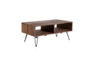 Reclaimed Wood Cocktail Table With Open Storage For Living Room, Metal Legs, Foldable - Black / Natural by Unique Piece Furniture