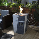 Propane, Gas 50000 Btu Square Fire Pit Table For Outside - Light Gray Blue