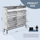 Large Shoe Cabinet with 4 Flip Drawers, Freestanding Shoe Cabinet Organizer with Metal Drawer Bracket, Shoes Storage Cabinet for Entryway, Narrow Shoe Rack Cabinet, White