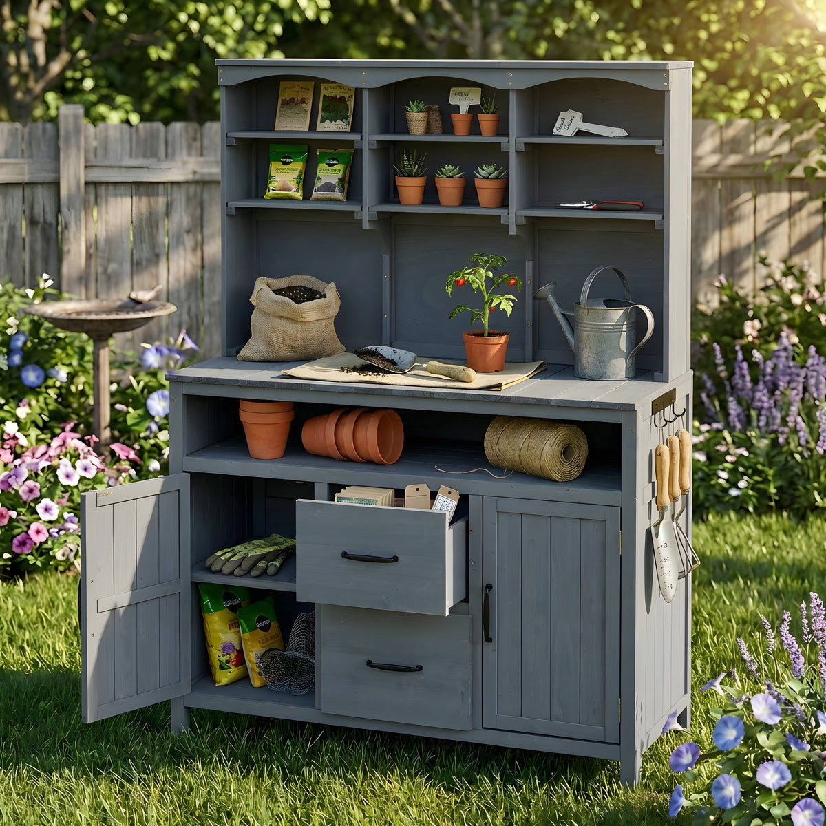 TOPMAX Large Fir Wood Potting Bench, photo 2 of 10