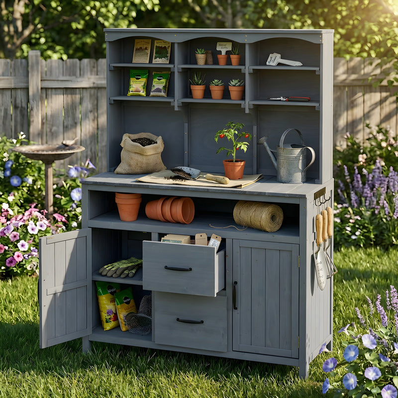 TOPMAX Large Fir Wood Potting Bench, photo 2 of 10