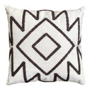 17 x 17 Inch 2 Piece Square Cotton Accent Throw Pillow Set with Modern Geometric Aztec Design Embroidery, White, Gray