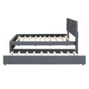 Upholstered Platform Bed With Brick Pattern Headboard And Twin Long Size Trundle by HouseOfZazla