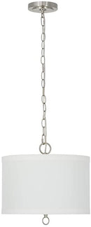 14"W Light Pendant Brushed Nickel Finish with Oatmeal Linen Shade