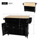 Kitchen Cart with Rubber wood Drop-Leaf Countertop ,Cabinet door internal storage racks,Kitchen Island on 5 Wheels with Storage Cabinet and 3 Drawers for Dinning Room, Black by Montret