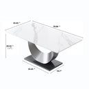 70.87" Modern Artificial Stone Crescent-Shaped Metal Legs, Can Accommodate 6-8 People - White / Black by HouseOfZazla