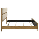 Bennett 62-inch California King Upholstered Panel Bed Cream and Light Oak