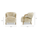 Becker - Rustic Oak Sheepskin Upholstered Accent Arm Chair - Taupe Beige by HouseOfZazla