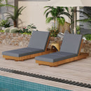 Lounge Chaise Set, Acacia Solid Wood with Lounge Cushion