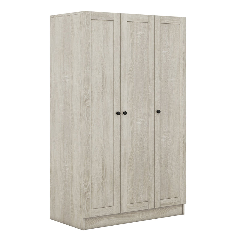 3-Door Shutter Wardrobe with shelves, Gray