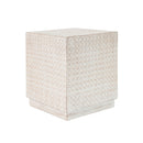 Chic Modern Mgo Cube Side Table With Fluted Design - Antique Brown
