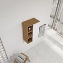 Wall Mounted Bathroom Side Cabinet, Single Door With 3 Tier Open Shelves - Black / Light Oak / White