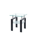 2-Piece Clear Tempered Glass Small Table, End Table for Living Room, Sofa Table