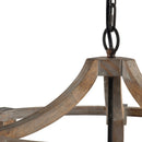 3 Light Wood Drum Chandelier, Hanging Light Fixture With Adjustable Chain For Kitchen, Bulb Not Included - Brown by HouseOfZazla