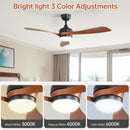 Ceiling Fan With 3 Blades, Remote Control, Reversible DC Motor, Noiseless Operation, 3 Downrods