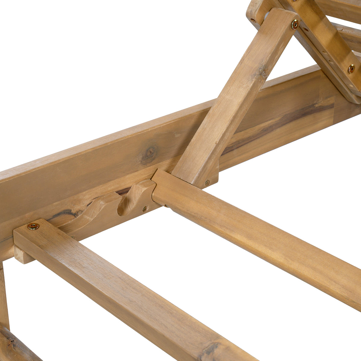 Light Teak Finish Acacia Wood Chaise Lounge Frame, photo 8 of 10